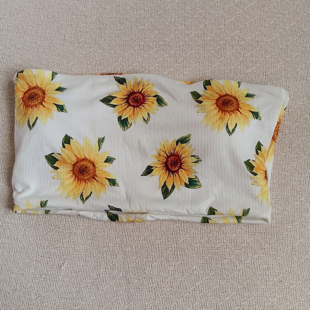 Zaful Sunflower Print Bikini Top -